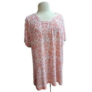 Bobeau Women's Top Short Sleeve Shirt Size 2X Soft Brushed Floral Print